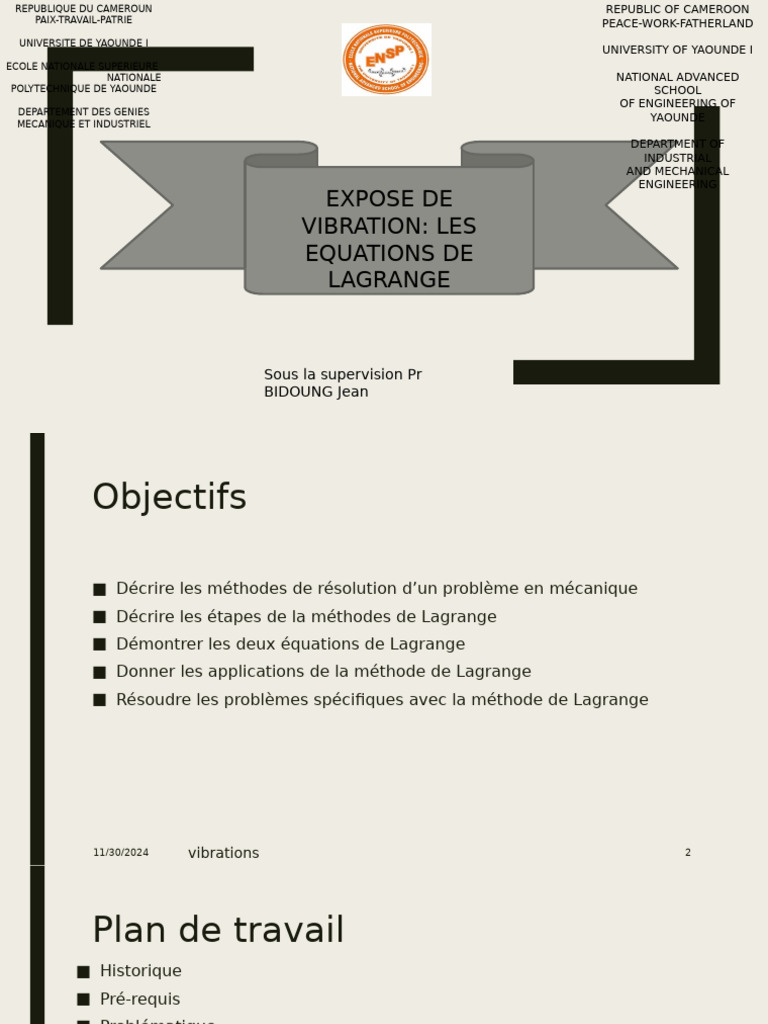 Méthode de Lagrange en vibrations PDF Physique Mécanique — free download