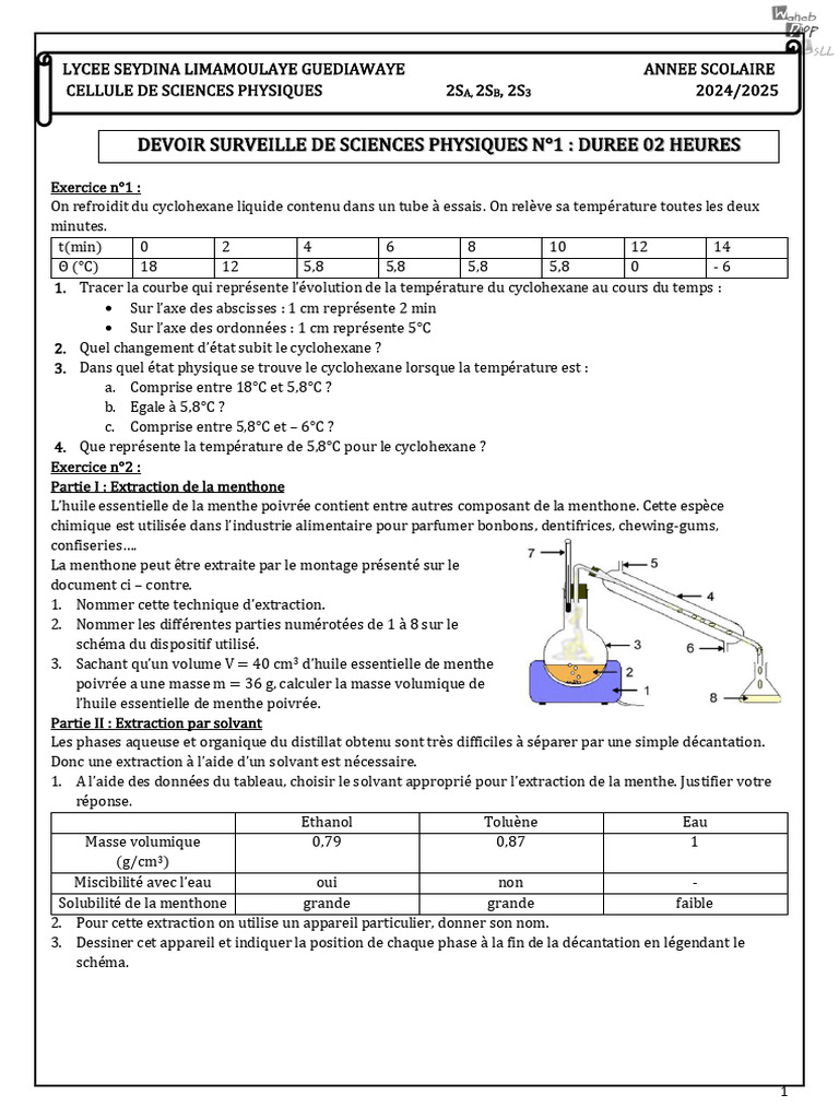Expériences de Physique-Chimie au Lycée | PDF | Solvant | Huile essentielle