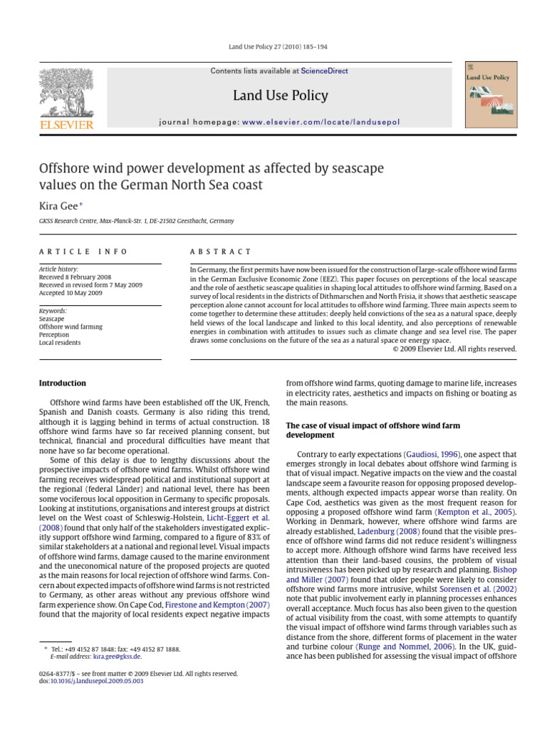 Seascape Values and Offshore Wind Farms | PDF | Offshore Wind Power ...