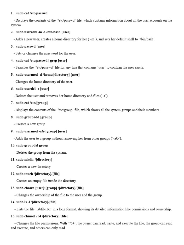 Linux User and File Management Commands | PDF