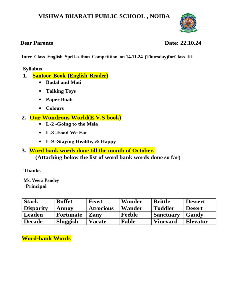 Grade 3 Spell-a-thon Syllabus | PDF