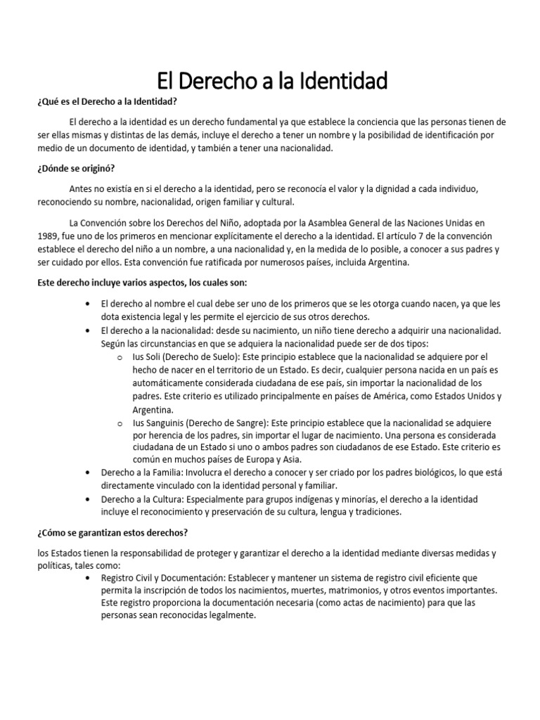 Derecho a la Identidad en Argentina | PDF | Nacionalidad | Derechos humanos