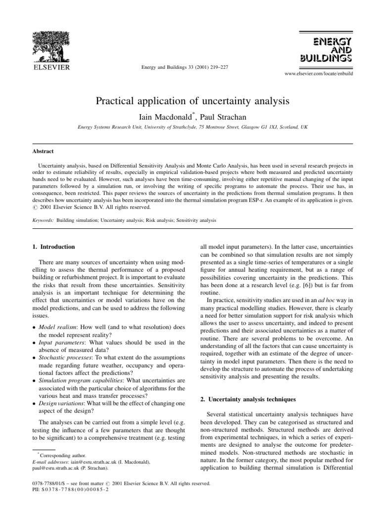 Practical Application of Uncertainty Ana | PDF | Sensitivity Analysis ...