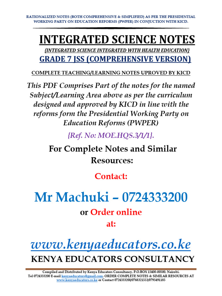 Int Sci Grade 7 Jss Comprehensive Notes | PDF