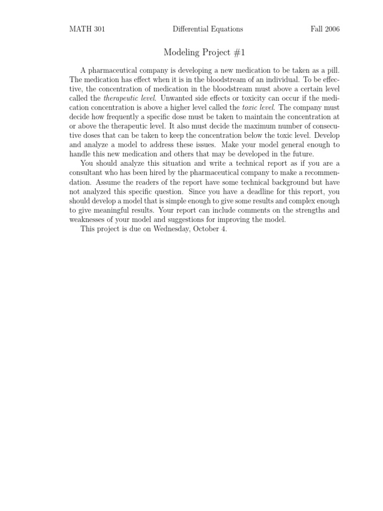 Optimal Pill Dosing Model Analysis | PDF