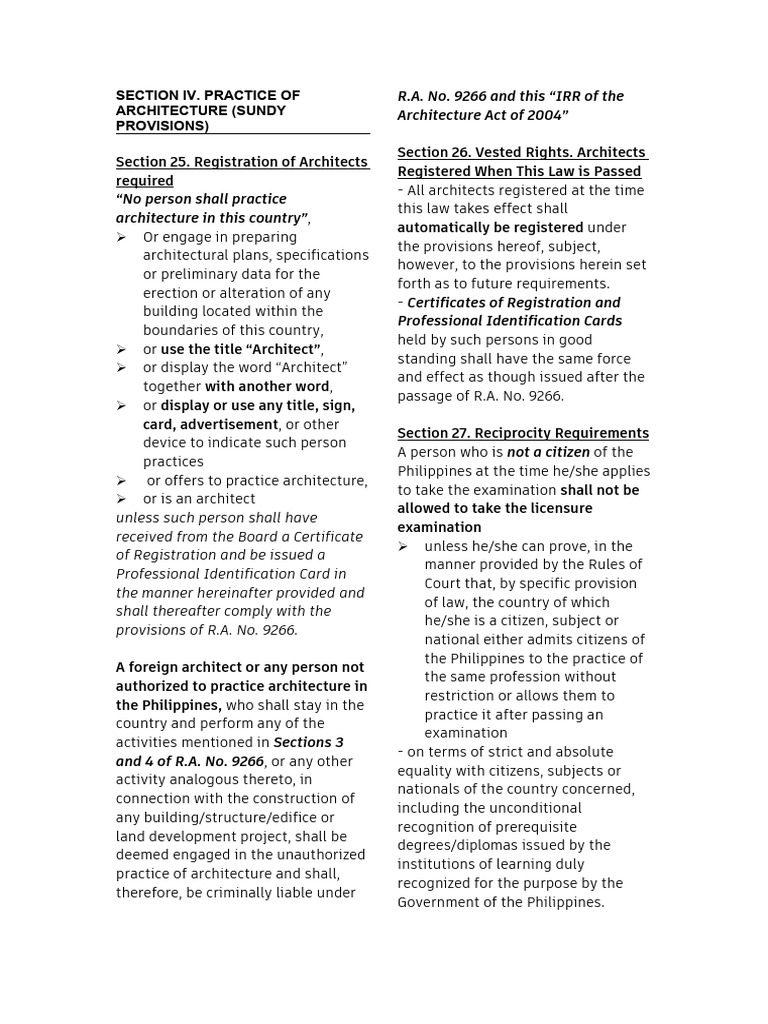 Registration and Practice of Architects | PDF | Profession | Architect