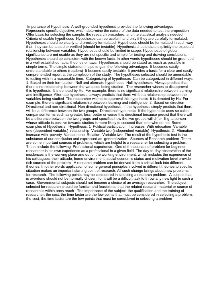 Crafting Effective Research Hypotheses | PDF | Hypothesis | Null Hypothesis