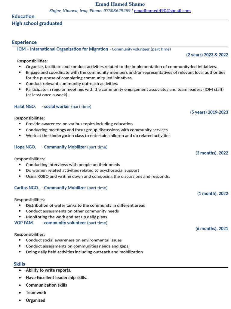 Cv Emad Hamed Shamo Pdf