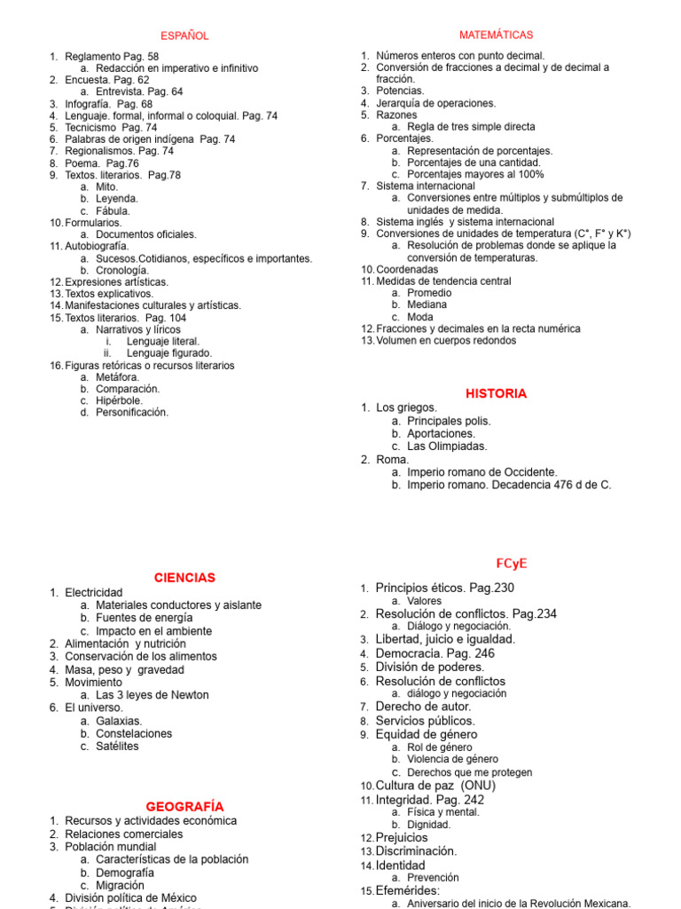 6° A Temarios 2° Trimestre | PDF | México