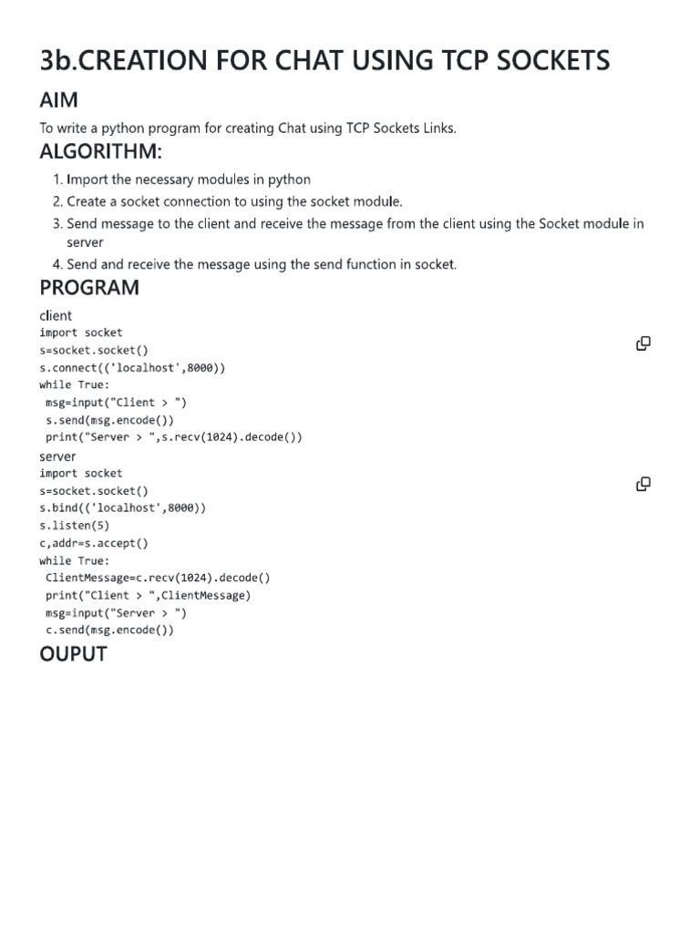 Chat Using TCP | PDF