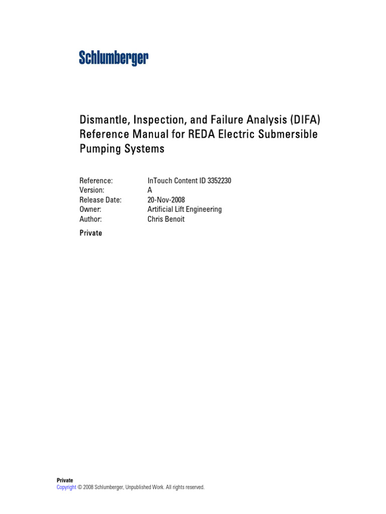 AL DIFA Reference Manual Ver A (Shlumberger) | PDF | Electric Motor | Pump
