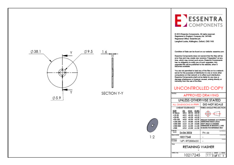 Retaining Washer Technical Drawing | PDF