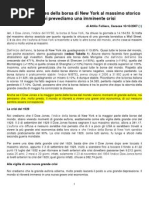 L’indice Dow Jones della borsa di New York al massimo storicoma noi prevediamo una imminente crisi