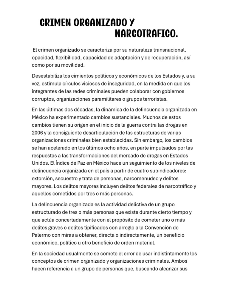 El Crimen Organizado y El Narcotrafico | PDF | Crimen organizado ...