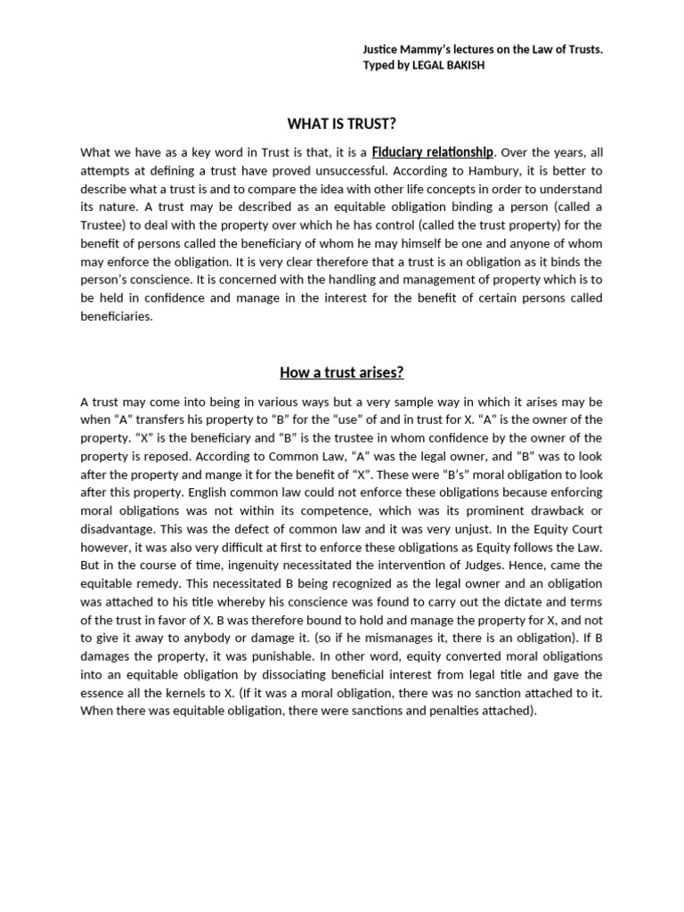 Understanding the Law of Trusts | PDF | English Trust Law | Natural ...