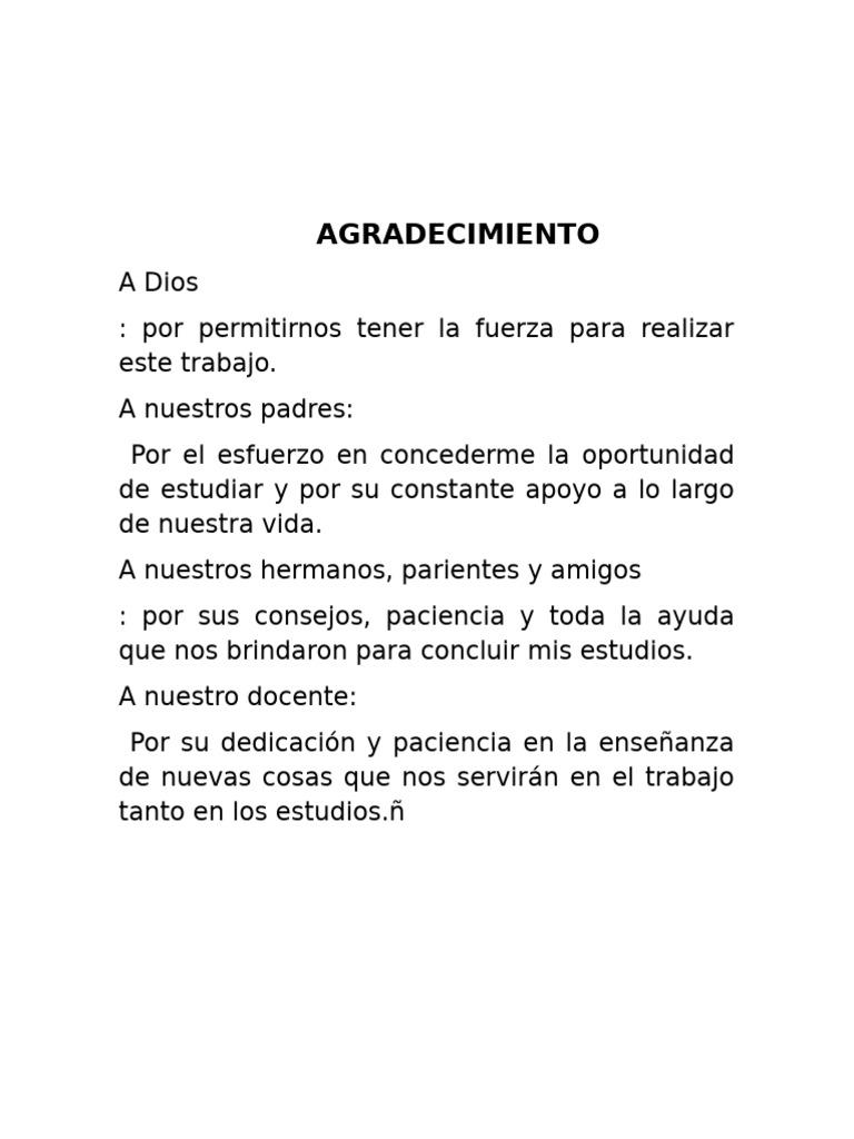 Agradecimientos a Familia y Docentes | PDF