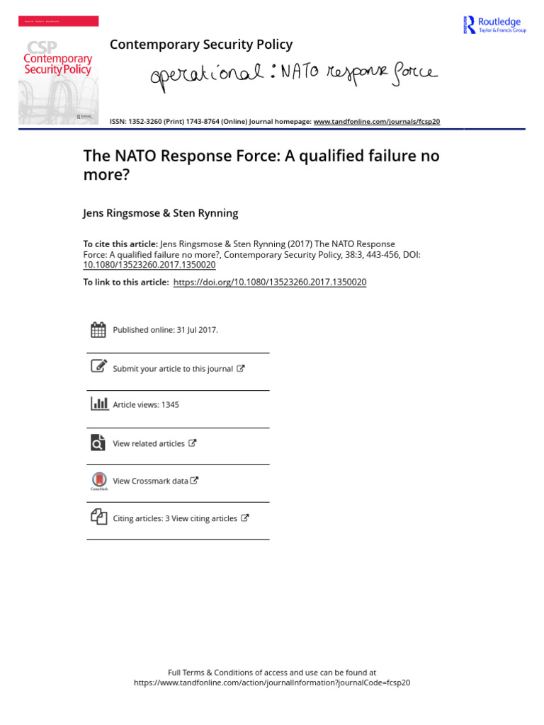 2 The NATO Response Force A Qualified Failure No More | PDF | Nato ...