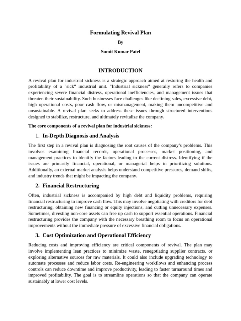 Industrial Revival Plan Framework | PDF | Marketing Strategy ...