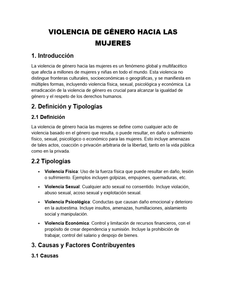 Violencia de Género: Causas y Tipos | PDF | La violencia contra las ...