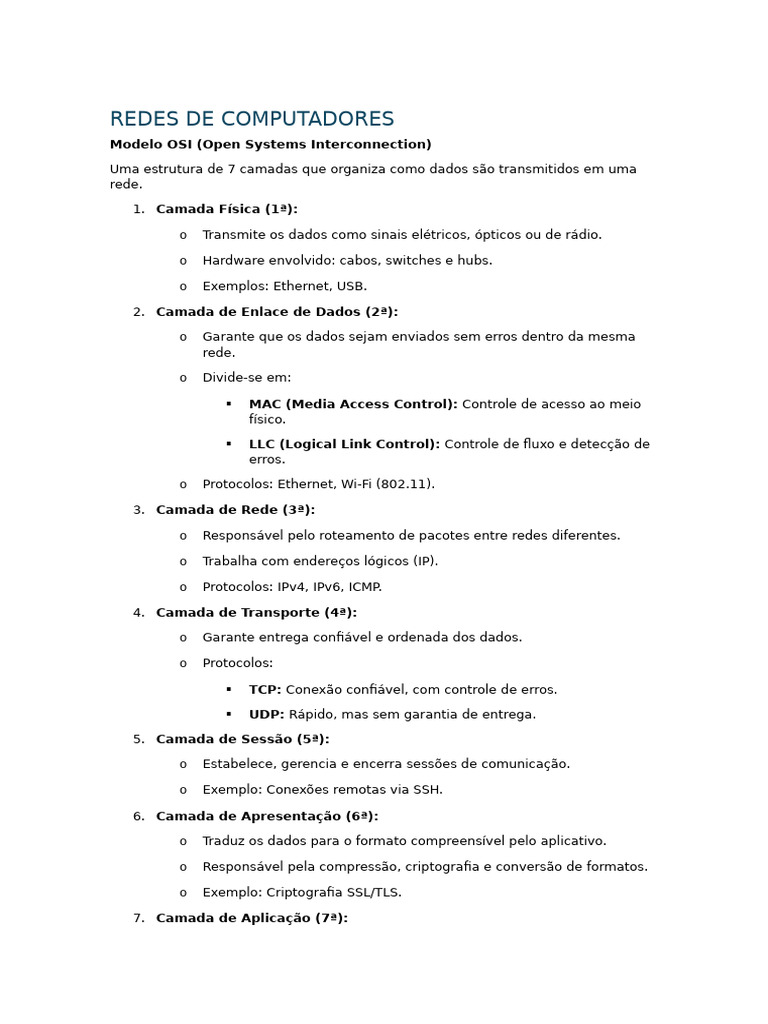 Estruturas e Protocolos de Redes de Computadores | PDF | Rede de ...
