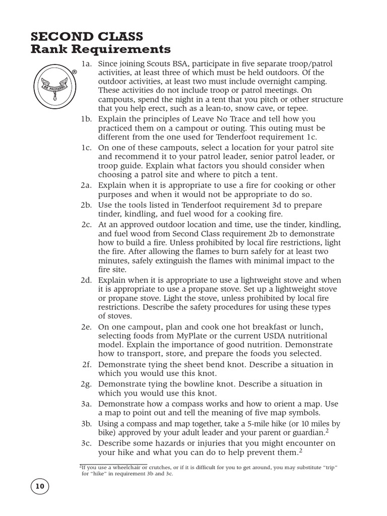 Second Class Boy Scout Requirements | PDF