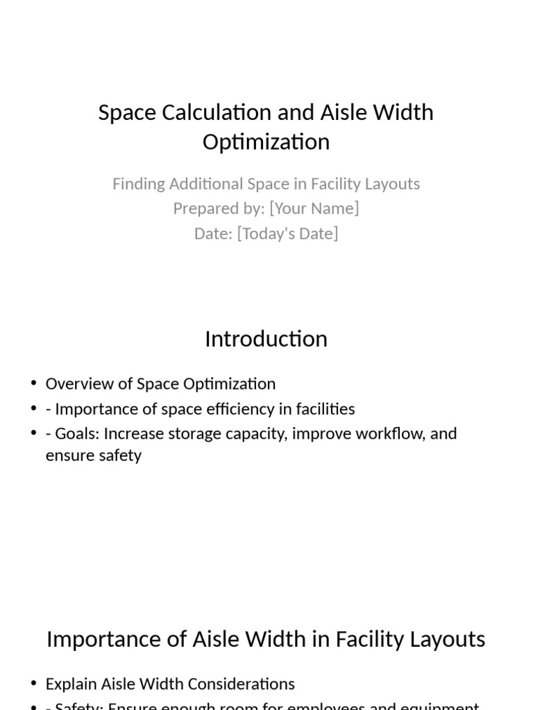 Space calculation aisle width optimization pdf aisle warehouse