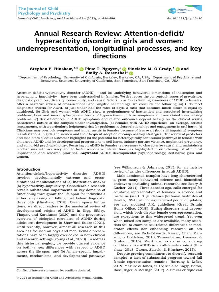 ADHD in Girls and Women: Key Insights | PDF | Attention Deficit ...