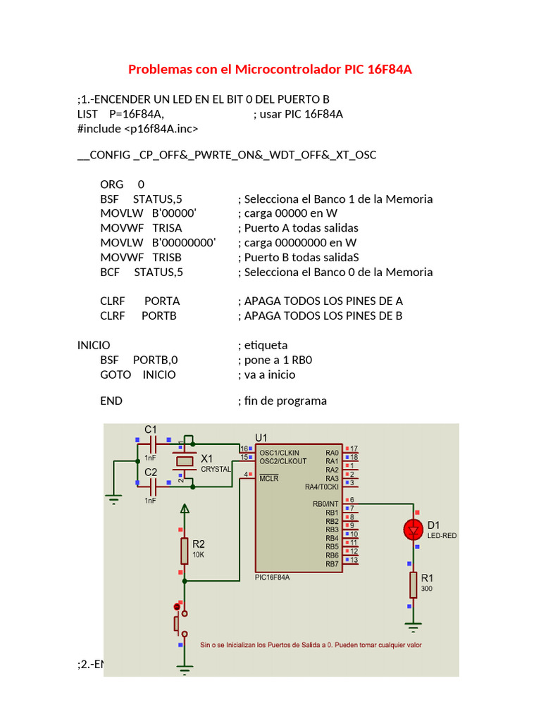EJEMPLOS A Con El Microcontrolador PIC 16F84A | PDF | Ciencias de la ...