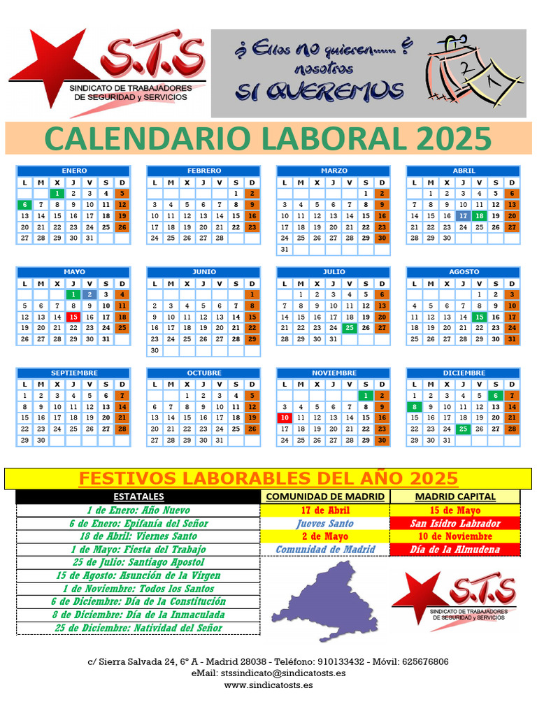 Calendario Laboral Madrid 2025 | PDF | Fiestas cristianas y días santos