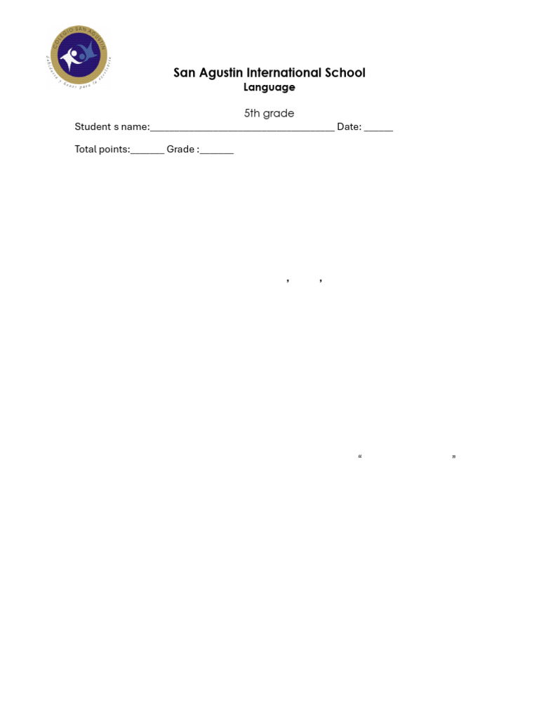 Grammar and Phonology 1st Exam 5th Grade | PDF | Linguistics ...