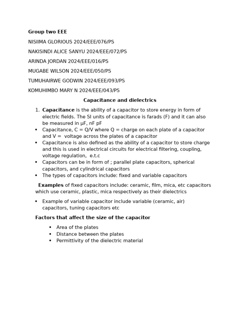 Capacitance And Dielectrics Pdf Capacitor Dielectric
