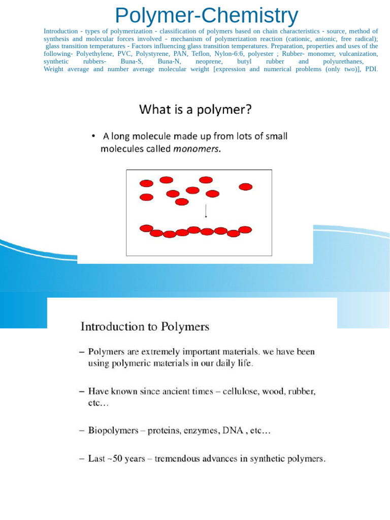 Polymer Chemistry: Types and Applications | PDF | Polymers | Polymerization