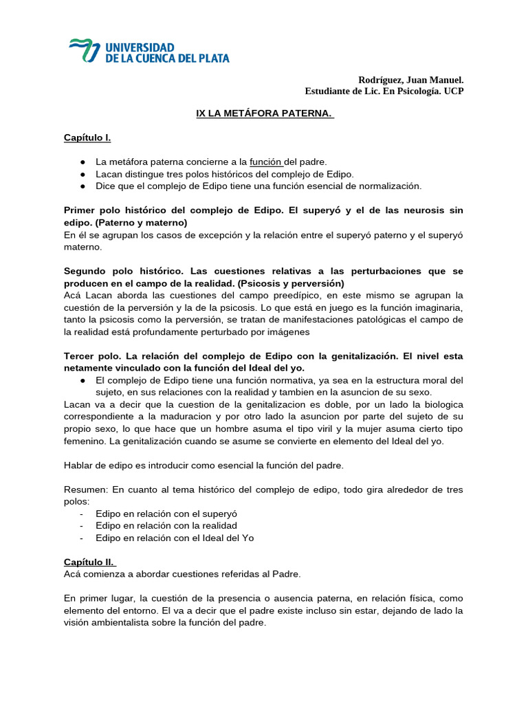 La Metáfora Paterna en el Edipo | PDF | Complejo de Edipo | Sicología