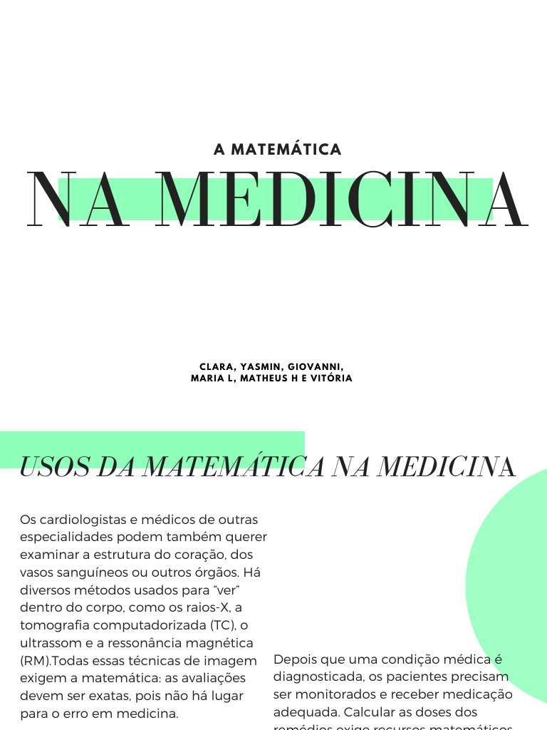 Matemática na Medicina: Diagnóstico e Tratamento | PDF | Epidemiologia ...