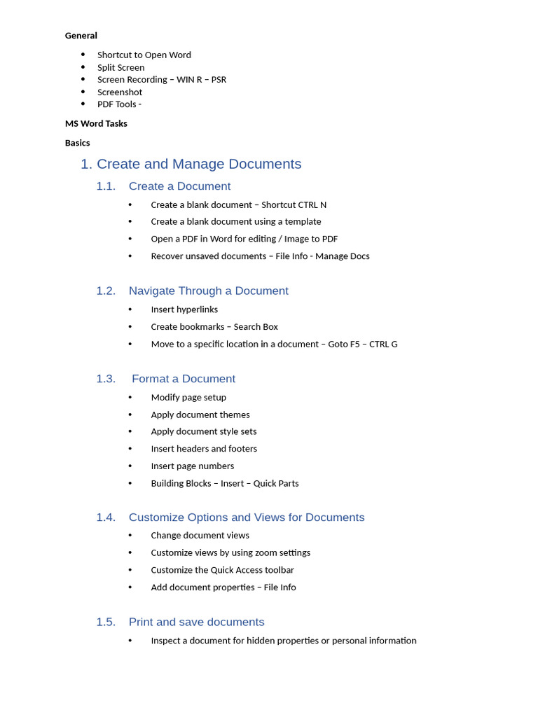 Microsoft Word Document Management Guide | PDF | Microsoft Word | Software