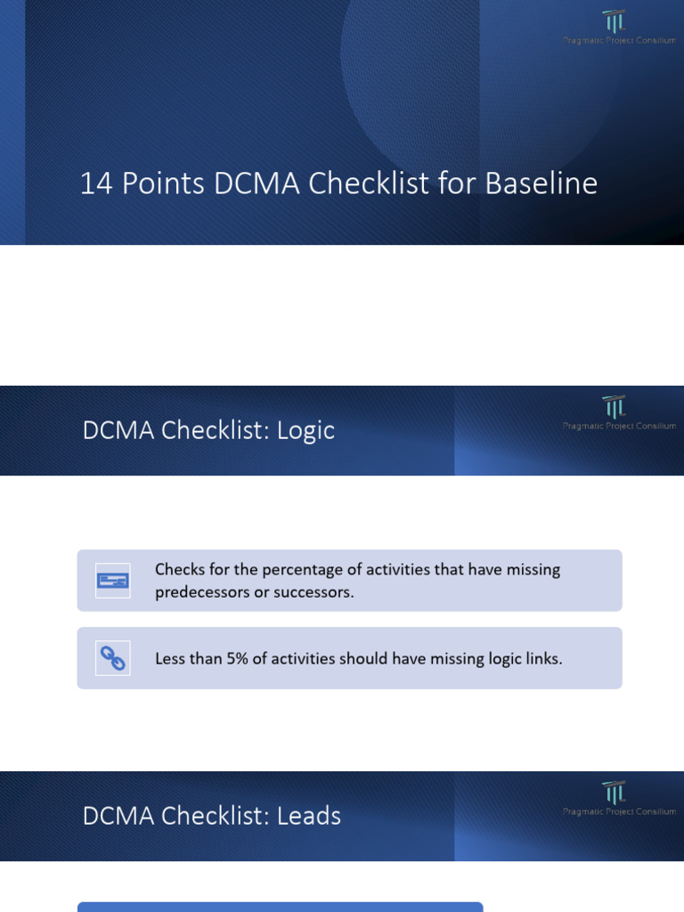 14-Point DCMA Checklist for Projects | PDF