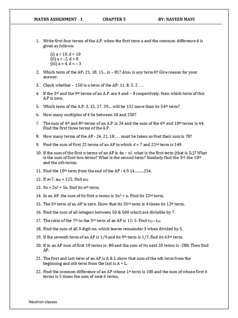A.P. Problems and Solutions | PDF
