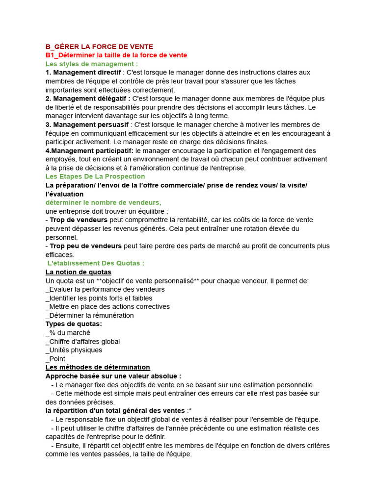 Gestion efficace de la force de vente | PDF | Sodles | Business
