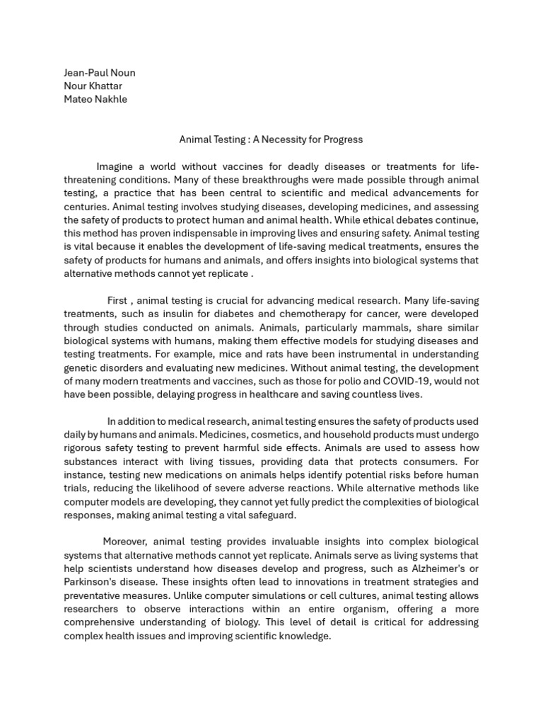 Animal Testing - A Necessity For Progress | PDF | Animal Testing ...