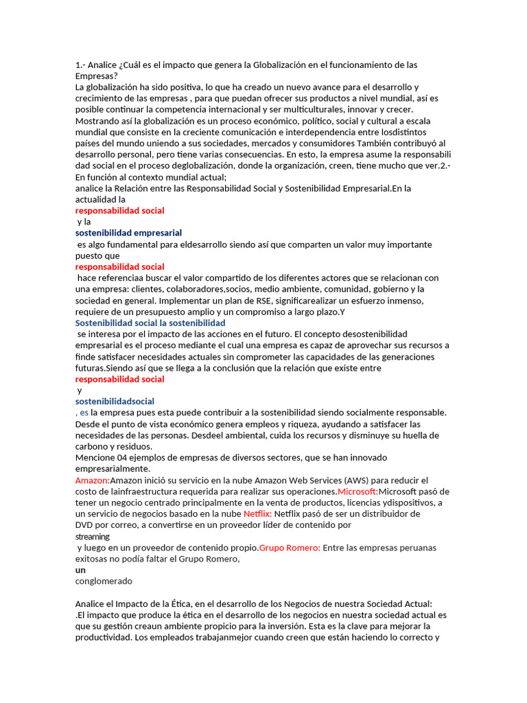 Impacto de la Globalización en Empresas | PDF | Business | Sustentabilidad