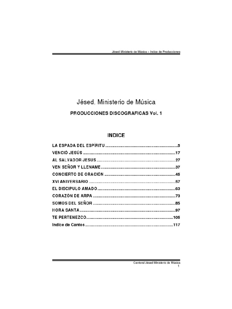 Índice de Producciones Jésed | PDF