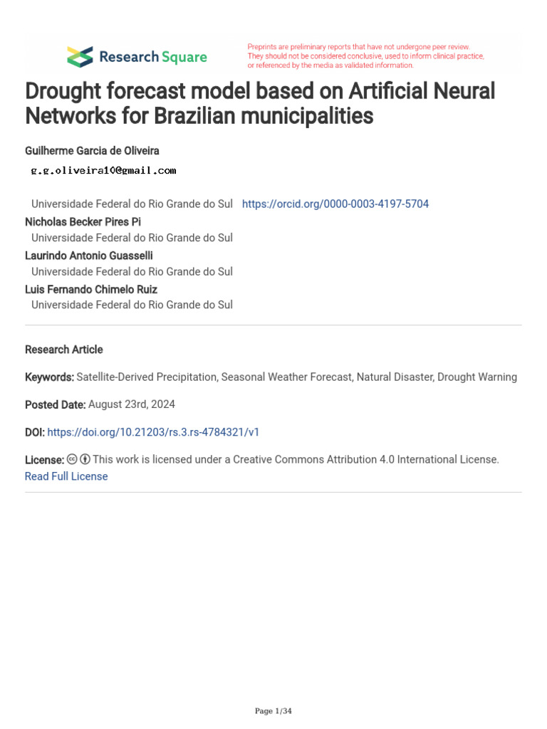 Drought Forecasting in Brazil Using ANN | PDF | Forecasting | Receiver ...