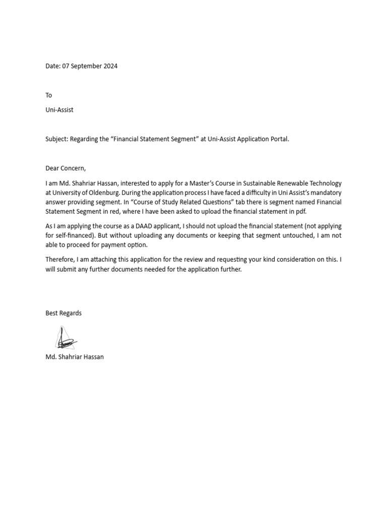 Application Regarding Financial Statement | PDF