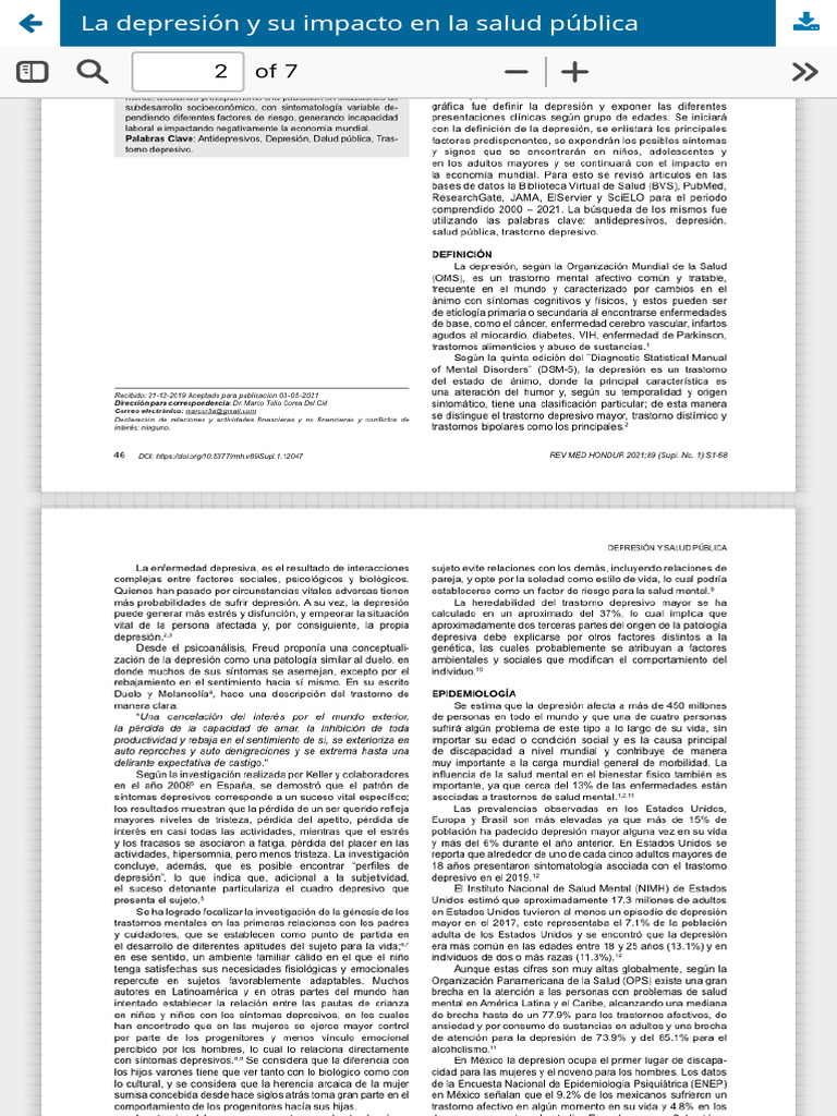 Vista de La Depresión y Su Impacto en La Salud Pública | PDF ...