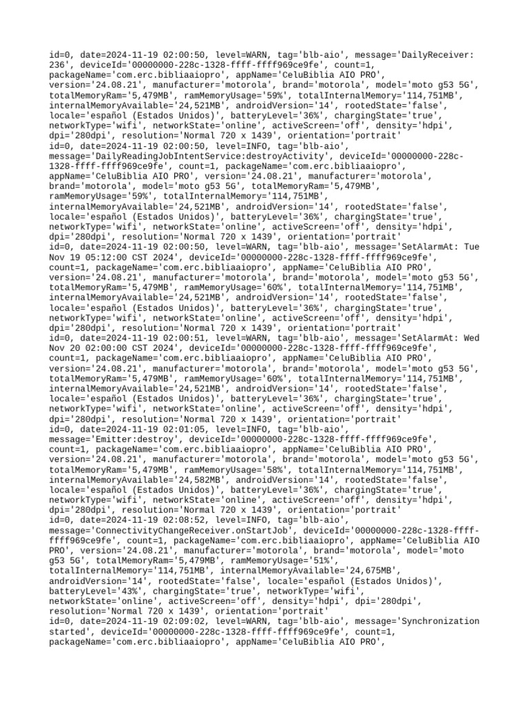 CeluBiblia AIO PRO Log Report | PDF | Mobile Technology