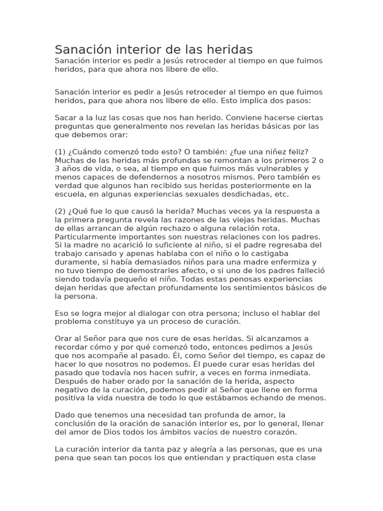 Sanación Interior de Las Heridas | PDF | Oración | Amor