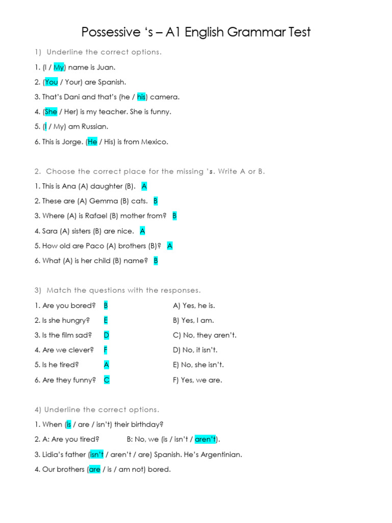 GRAMMAR QUIZ POSSESSIVE S AND S ANSWERS intelligence overview