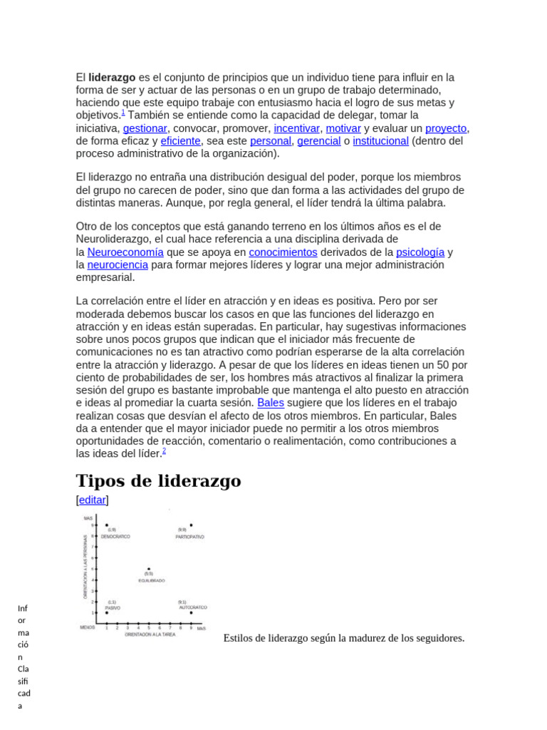 Tipos y Estilos de Liderazgo | PDF | Liderazgo | Psicología Social
