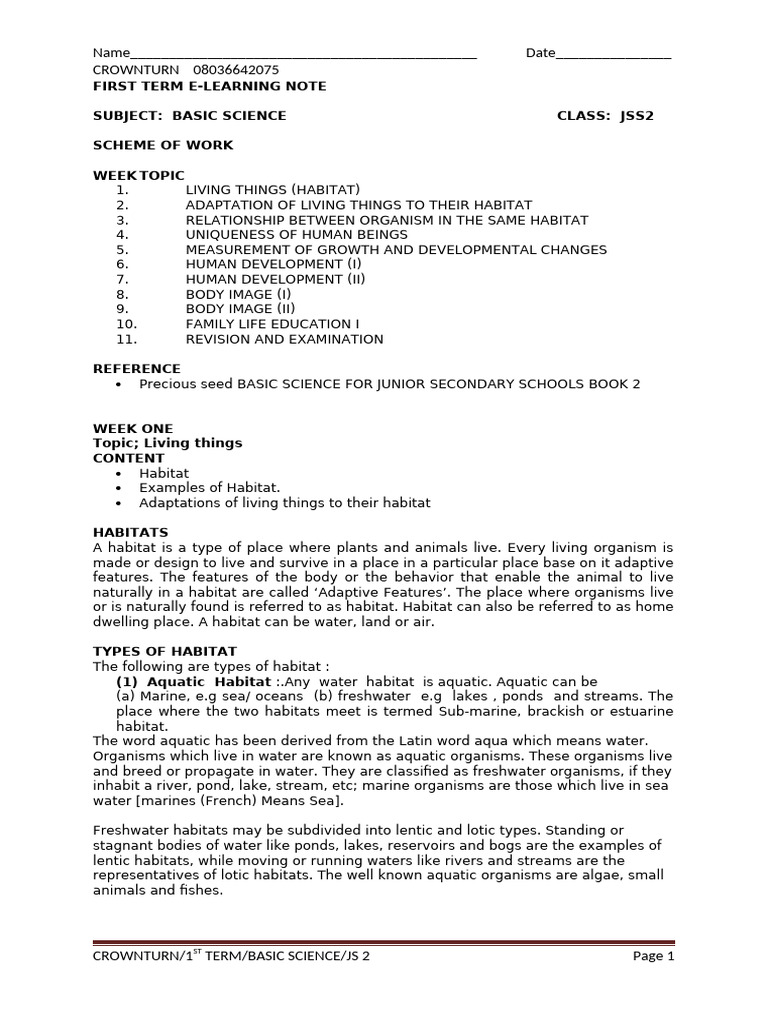 1st term jss2 basic science pdf puberty adolescence