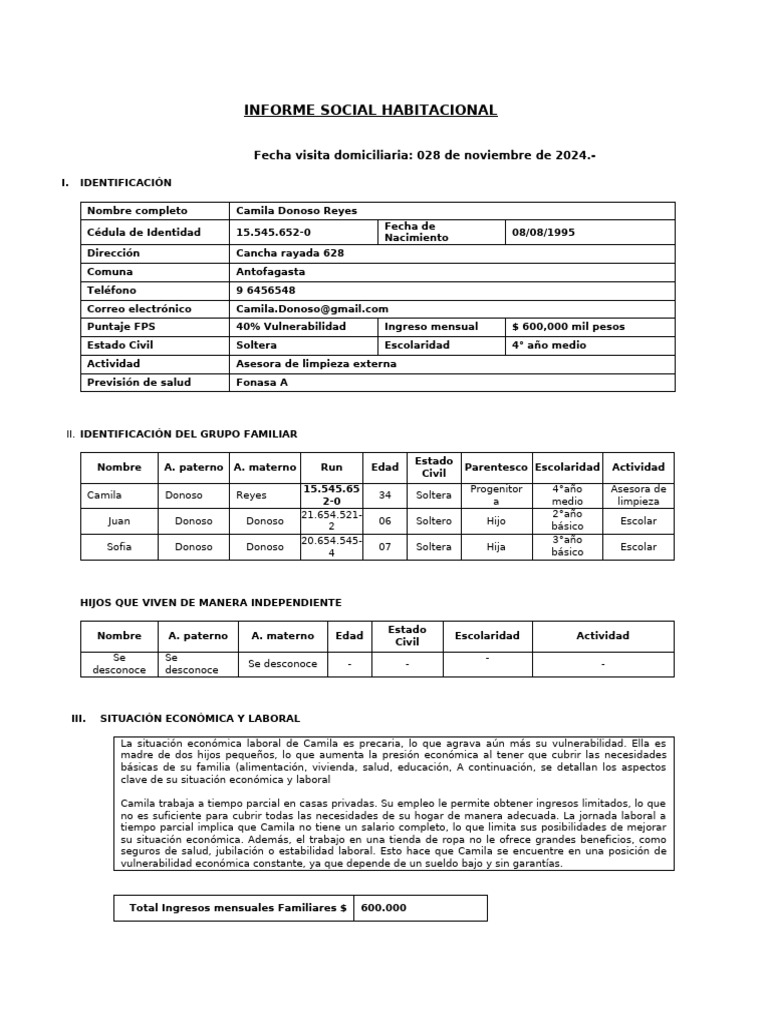 Trabajo Informe Social | PDF | Violencia doméstica | Trabajo Social